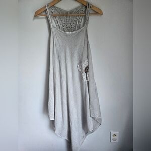 Gray Sleeveless Coverup Dress with Crochet Detail